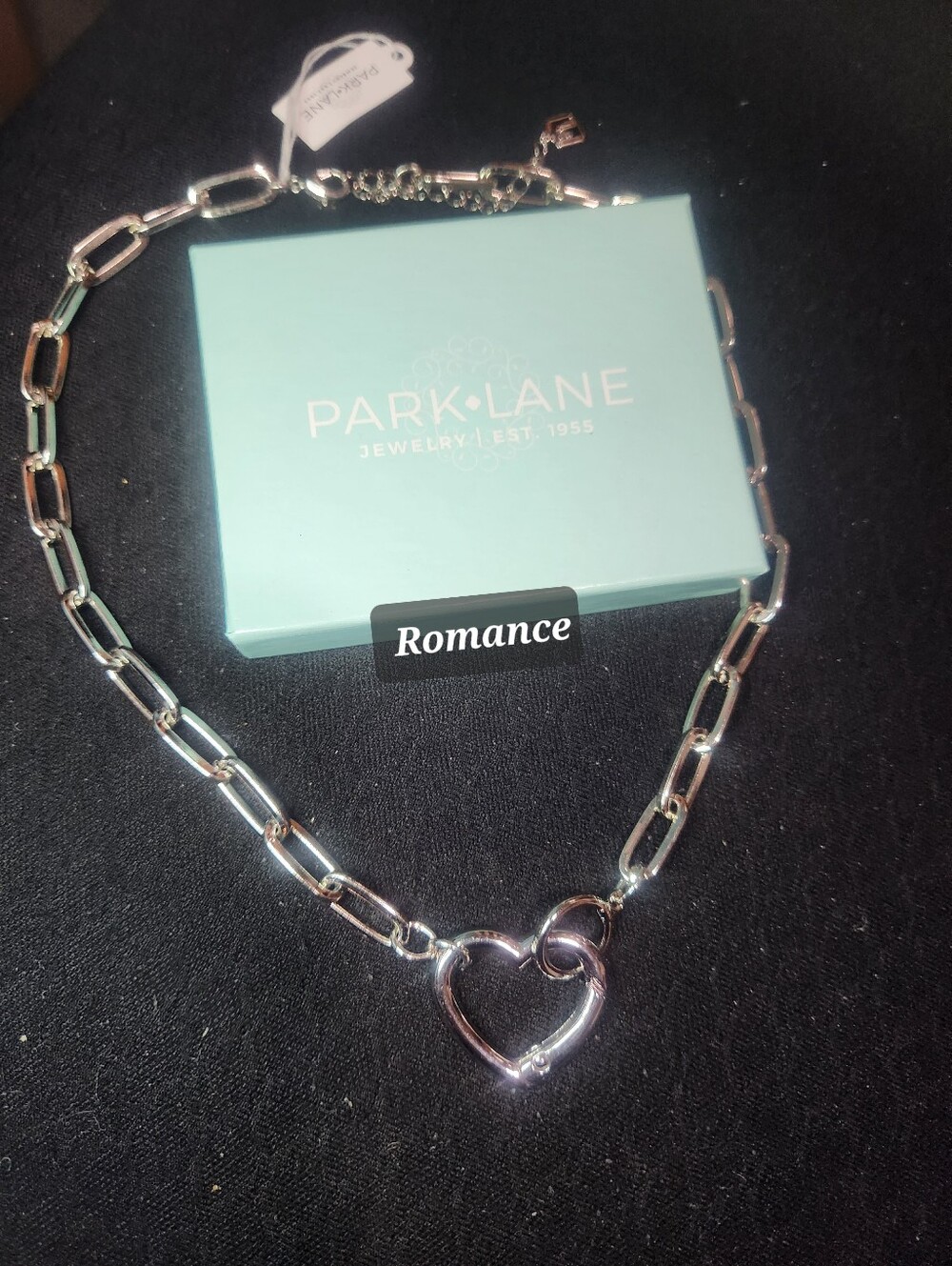 Park Lane Romance Silver Heart Link Necklace with Heart Pendant